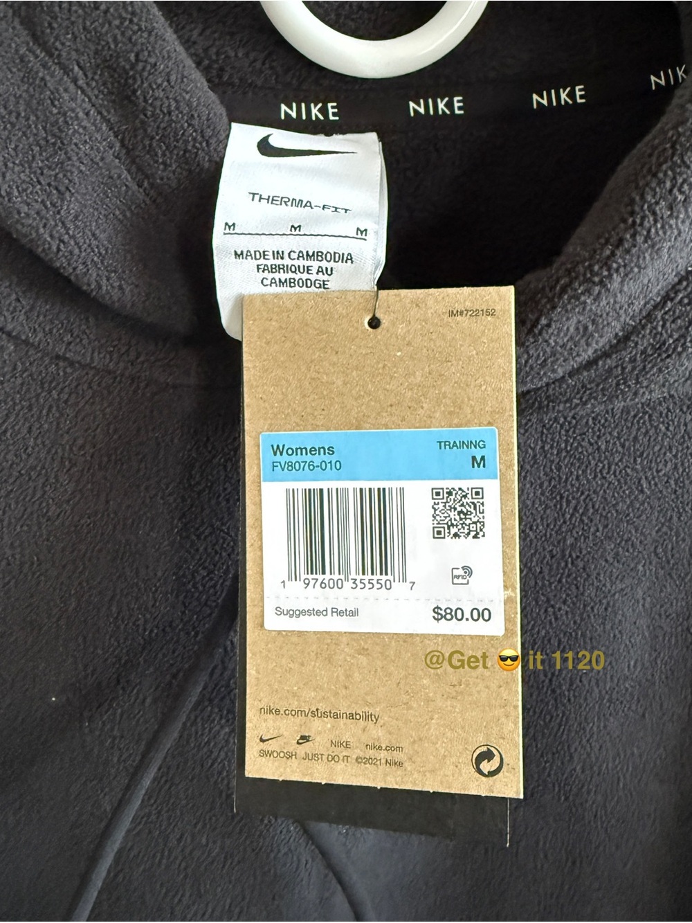 Nike One Women's Oversized Therma-FIT Pullover Fleece Hoodie FV8076-010 Black M - Picture 7 of 12